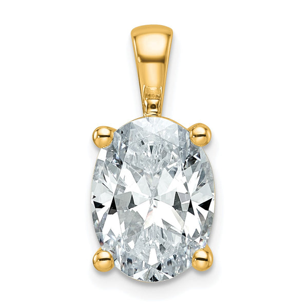 14k 4 carat Certified Lab Grown Diamond VS/SI+ G+ Oval Complete Four Prong Pendant - Birthstone Company