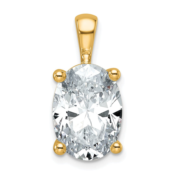 14k 5 carat Lab Grown Diamond VS+ F+ Oval Complete Four Prong Pendant - Birthstone Company