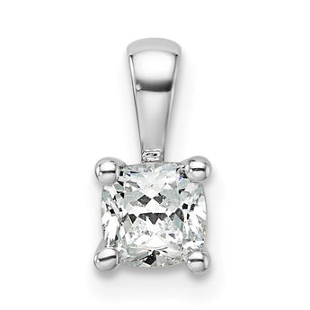 14k White Gold 1/2 carat Lab Grown Diamond VS/SI+ G+ Cushion Complete Four Prong Pendant - Birthstone Company