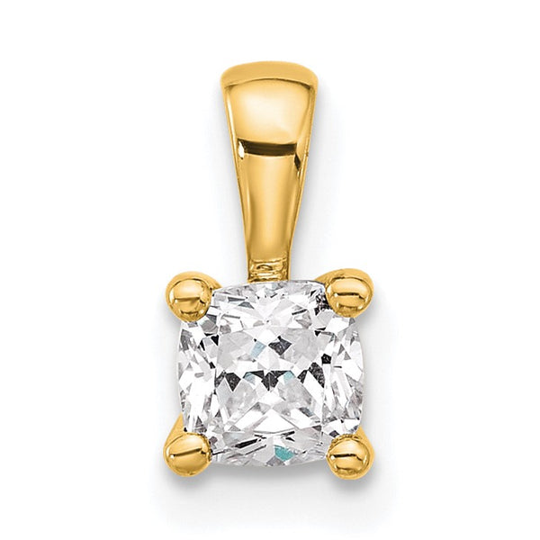 14k 1/2 carat Certified Lab Grown Diamond VS+ F+ Cushion Complete Four Prong Pendant - Birthstone Company
