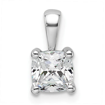 14k White Gold 3/4 carat Lab Grown Diamond VS/SI+ G+ Cushion Complete Four Prong Pendant - Birthstone Company