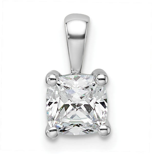 14k White Gold 3/4 carat Lab Grown Diamond VS/SI+ G+ Cushion Complete Four Prong Pendant - Birthstone Company