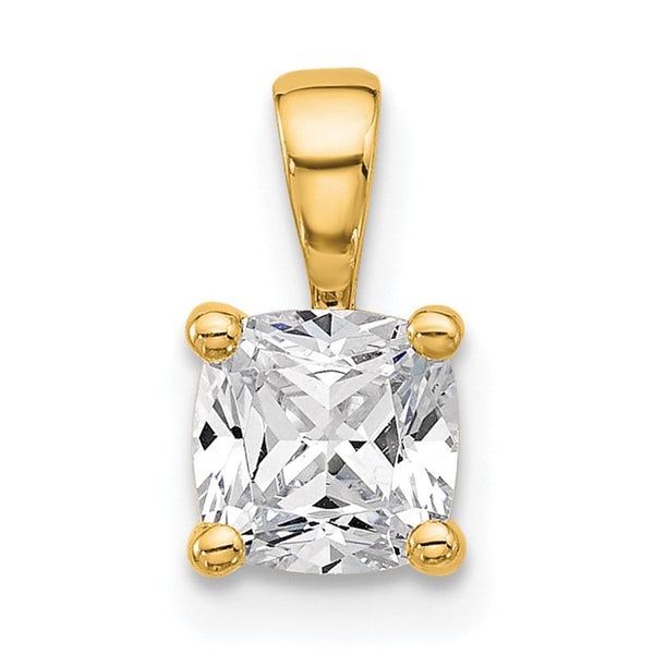 14k 3/4 carat Certified Lab Grown Diamond VS/SI+ G+ Cushion Complete Four Prong Pendant - Birthstone Company