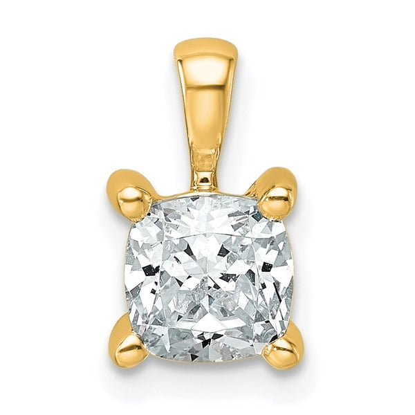 14k 1 carat Certified Lab Grown Diamond VS/SI+ G+ Cushion Complete Four Prong Pendant - Birthstone Company