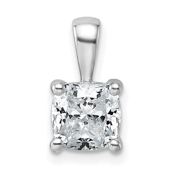 14k White Gold 1 1/2 carat Lab Grown Diamond VS/SI+ G+ Cushion Complete Four Prong Pendant - Birthstone Company