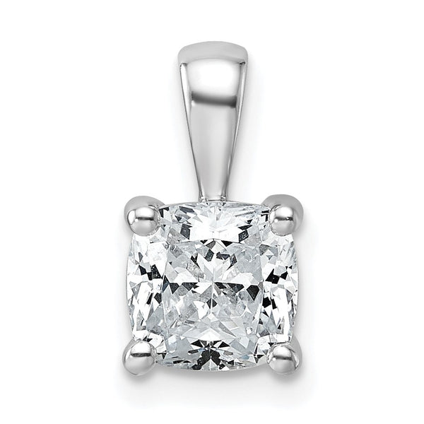 14k White Gold 1 1/2 carat Certified Lab Grown Diamond VS+ F+ Cushion Complete Four Prong Pendant - Birthstone Company