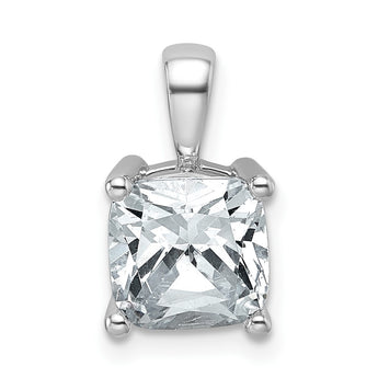 14k White Gold 2 1/2 carat Lab Grown Diamond VS+ F+ Cushion Complete Four Prong Pendant - Birthstone Company