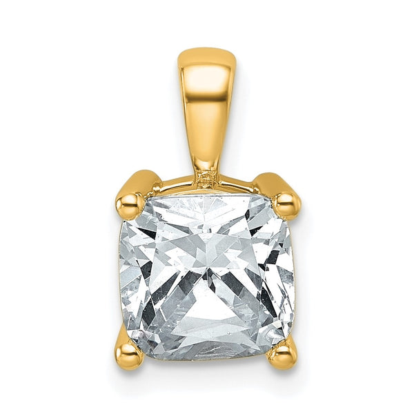 14k 2 1/2 carat Lab Grown Diamond VS/SI+ G+ Cushion Complete Four Prong Pendant - Birthstone Company