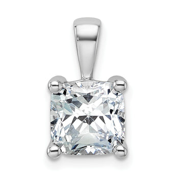 14k White Gold 3 carat Lab Grown Diamond VS/SI+ G+ Cushion Complete Four Prong Pendant - Birthstone Company