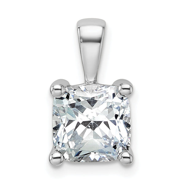 14k White Gold 3 carat Certified Lab Grown Diamond VS/SI+ G+ Cushion Complete Four Prong Pendant