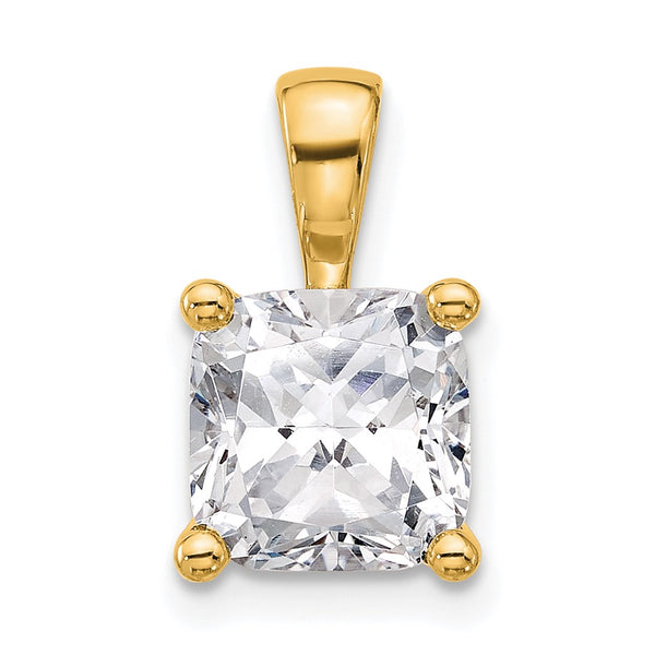 14k 3 carat Certified Lab Grown Diamond VS+ F+ Cushion Complete Four Prong Pendant - Birthstone Company