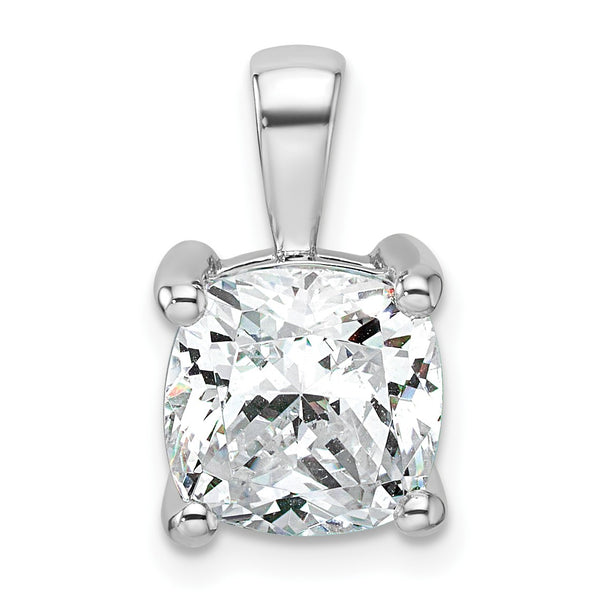 14k White Gold 4 carat Certified Lab Grown Diamond VS/SI+ G+ Cushion Complete Four Prong Pendant