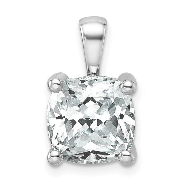 14k White Gold 5 carat Certified Lab Grown Diamond VS/SI+ G+ Cushion Complete Four Prong Pendant - Birthstone Company