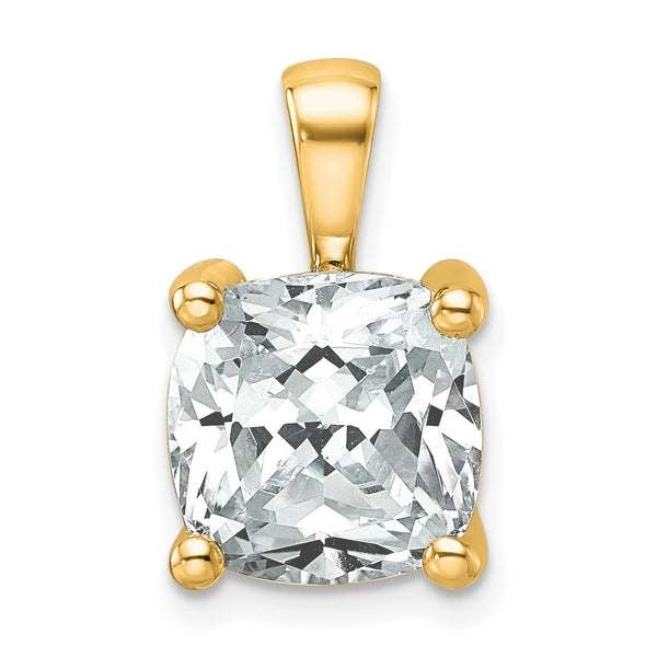 14k 5 carat Certified Lab Grown Diamond VS/SI+ G+ Cushion Complete Four Prong Pendant - Birthstone Company