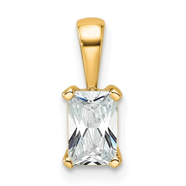 14k 1/2 carat Lab Grown Diamond VS/SI+ G+ Radiant Complete Four Prong Pendant - Birthstone Company