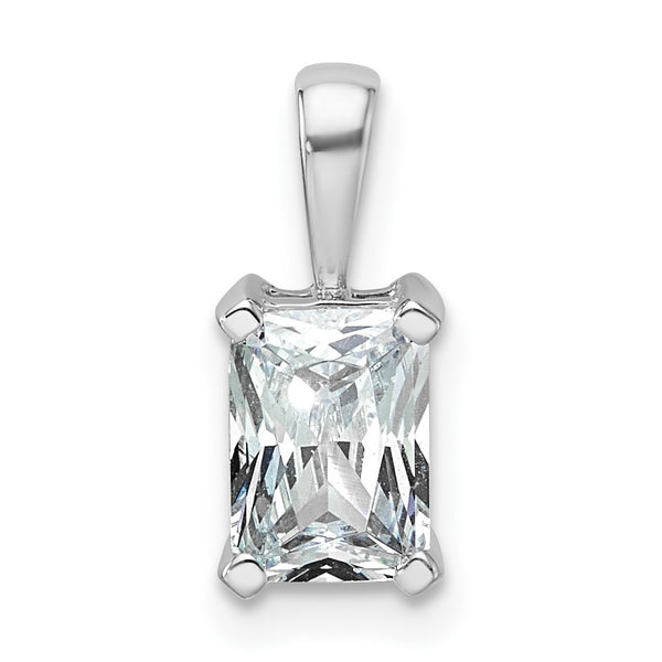 14k White Gold 1 carat Lab Grown Diamond VS/SI+ G+ Radiant Complete Four Prong Pendant - Birthstone Company