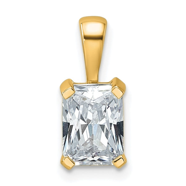 14k 1 1/2 carat Lab Grown Diamond VS/SI+ G+ Radiant Complete Four Prong Pendant - Birthstone Company