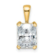 14k 2 carat Certified Lab Grown Diamond VS/SI+ G+ Radiant Complete Four Prong Pendant