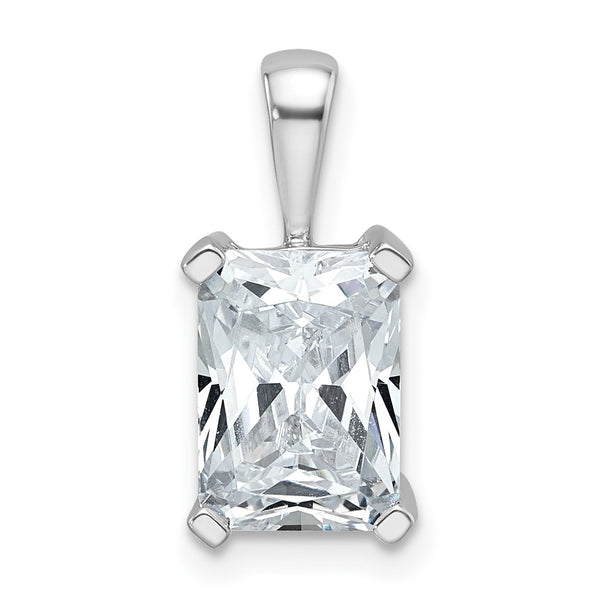 14k White Gold 2 1/2 carat Lab Grown Diamond VS+ F+ Radiant Complete Four Prong Pendant - Birthstone Company