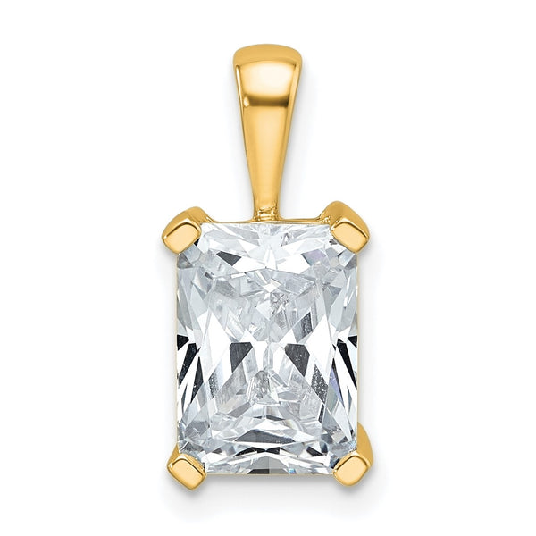14k 2 1/2 carat Lab Grown Diamond VS+ F+ Radiant Complete Four Prong Pendant - Birthstone Company