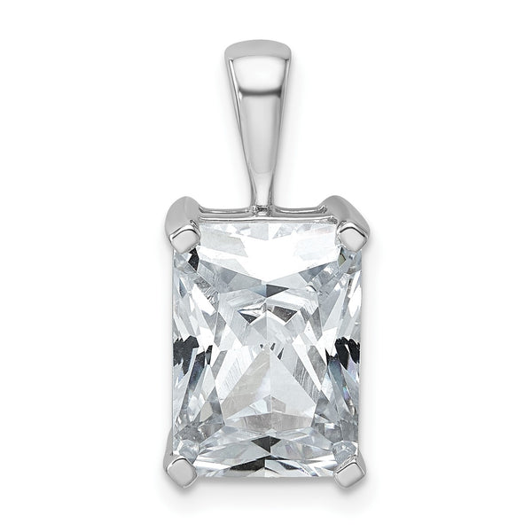 14k White Gold 5 carat Lab Grown Diamond VS/SI+ G+ Radiant Complete Four Prong Pendant - Birthstone Company