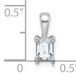 14k White Gold 1/2 carat Lab Grown Diamond VS+ F+ Emerald Complete Four Prong Pendant - Birthstone Company