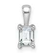 14k White Gold 1/2 carat Lab Grown Diamond VS+ F+ Emerald Complete Four Prong Pendant - Birthstone Company