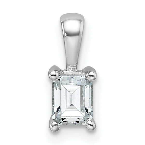 14k White Gold 1/2 carat Lab Grown Diamond VS+ F+ Emerald Complete Four Prong Pendant - Birthstone Company