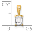 14k 1/2 carat Certified Lab Grown Diamond VS+ F+ Emerald Complete Four Prong Pendant - Birthstone Company