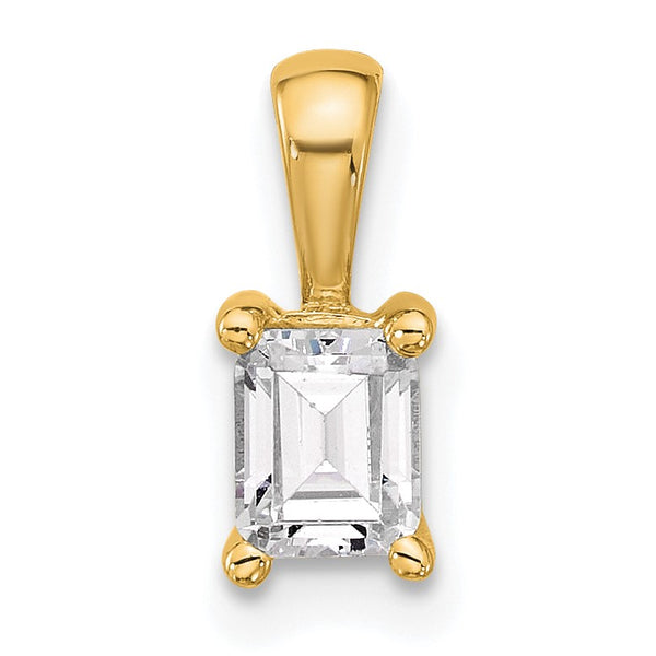 14k 1/2 carat Certified Lab Grown Diamond VS+ F+ Emerald Complete Four Prong Pendant - Birthstone Company