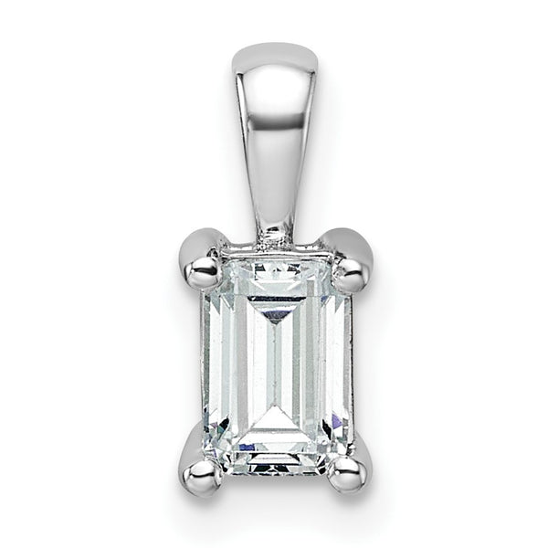 14k White Gold 3/4 carat Lab Grown Diamond VS/SI+ G+ Emerald Complete Four Prong Pendant - Birthstone Company