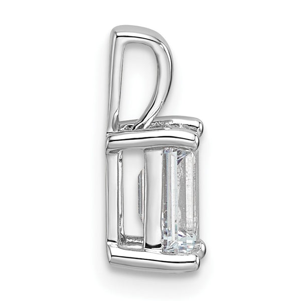 14k White Gold 1 carat Certified Lab Grown Diamond VS/SI+ G+ Emerald Complete Four Prong Pendant - Birthstone Company