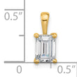 14k 1 carat Certified Lab Grown Diamond VS+ F+ Emerald Complete Four Prong Pendant - Birthstone Company