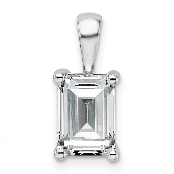 14k White Gold 2 carat Certified Lab Grown Diamond VS/SI+ G+ Emerald Complete Four Prong Pendant