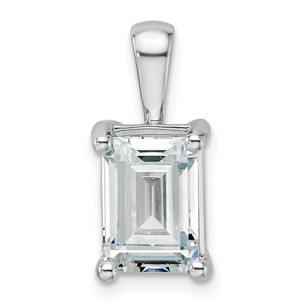 14k White Gold 3 carat Lab Grown Diamond VS/SI+ G+ Emerald Complete Four Prong Pendant - Birthstone Company