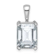 14k White Gold 4 carat Lab Grown Diamond VS+ F+ Emerald Complete Four Prong Pendant