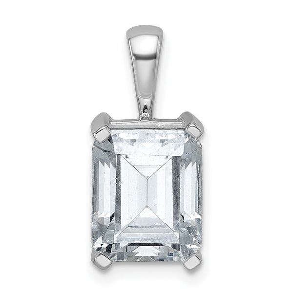 14k White Gold 4 carat Certified Lab Grown Diamond VS+ F+ Emerald Complete Four Prong Pendant - Birthstone Company