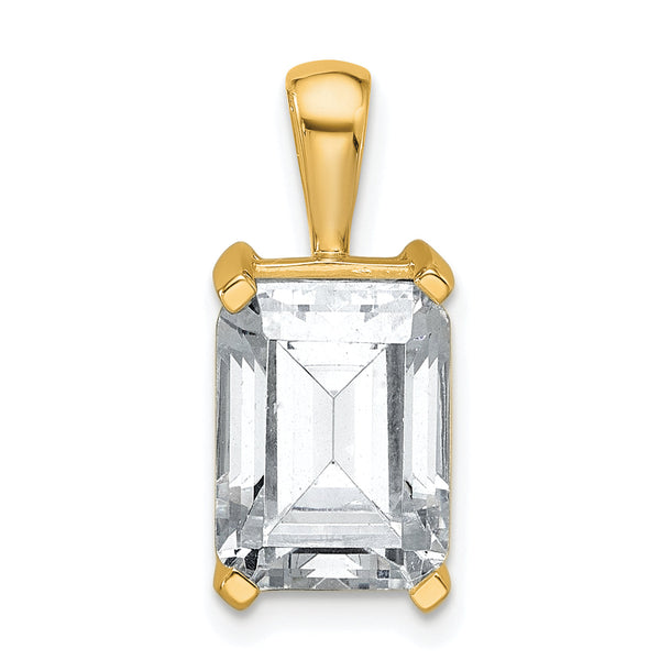 14k 4 carat Certified Lab Grown Diamond VS/SI+ G+ Emerald Complete Four Prong Pendant