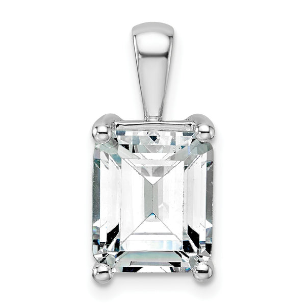 14k White Gold 5 carat Lab Grown Diamond VS+ F+ Emerald Complete Four Prong Pendant - Birthstone Company