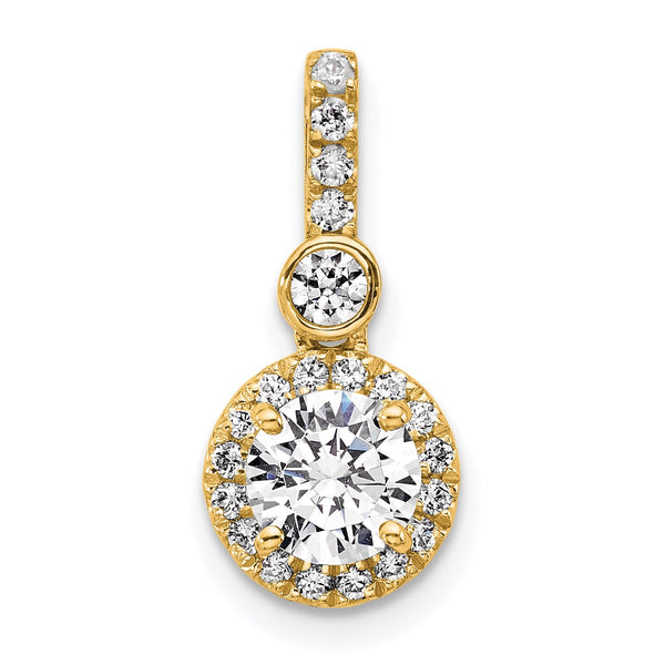 14k 1 carat Lab Grown Diamond VS/SI+ G+ Round Complete Halo Pendant - Birthstone Company
