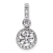 14k White Gold 2 carat Lab Grown Diamond VS+ F+ Round Complete Halo Pendant - Birthstone Company