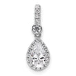 14k White Gold 1 carat Lab Grown Diamond VS+ F+ Pear Complete Halo Pendant - Birthstone Company