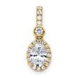 14k 1 carat Lab Grown Diamond VS/SI+ G+ Oval Complete Halo Pendant - Birthstone Company