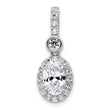14k White Gold 2 carat Lab Grown Diamond VS+ F+ Oval Complete Halo Pendant - Birthstone Company