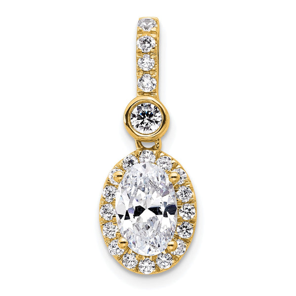 14k 2 carat Lab Grown Diamond VS/SI+ G+ Oval Complete Halo Pendant - Birthstone Company