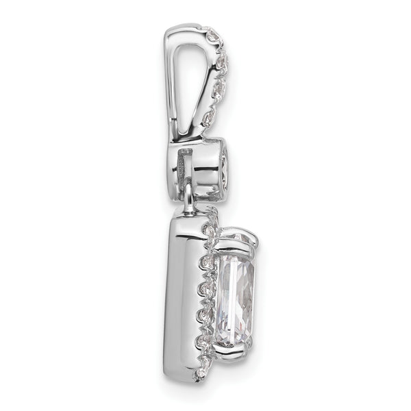 14k White Gold 2 carat Lab Grown Diamond VS/SI+ G+ Radiant Complete Halo Pendant - Birthstone Company