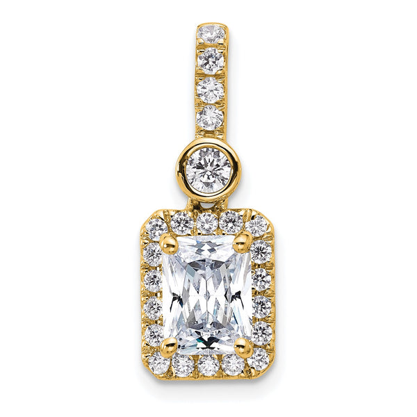 14k 2 carat Lab Grown Diamond VS+ F+ Radiant Complete Halo Pendant - Birthstone Company