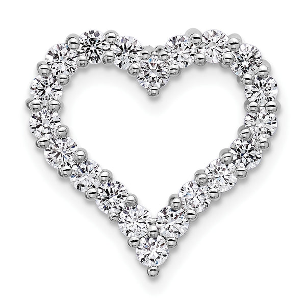 14k White Gold 1 carat Lab Grown Diamond VS+ F+ Complete Heart Chain Slide Pendant - Birthstone Company
