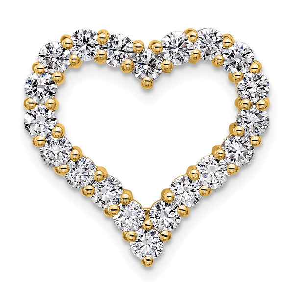 14k 1 1/2 carat Lab Grown Diamond VS+ F+ Complete Heart Chain Slide Pendant - Birthstone Company