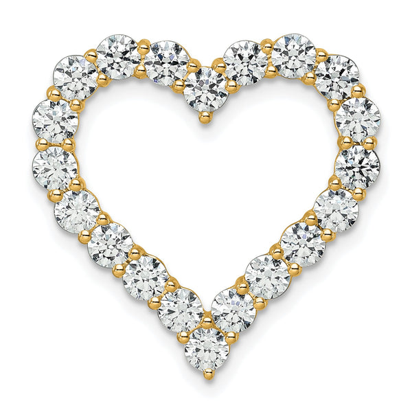 14k 3 carat Lab Grown Diamond VS+ F+ Complete Heart Chain Slide Pendant - Birthstone Company